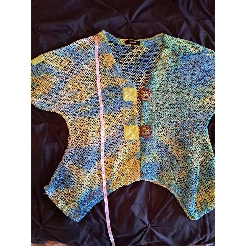Kaktus Green Open Knit Cardigan Fisherman Laggenlook Lagom Womens S
